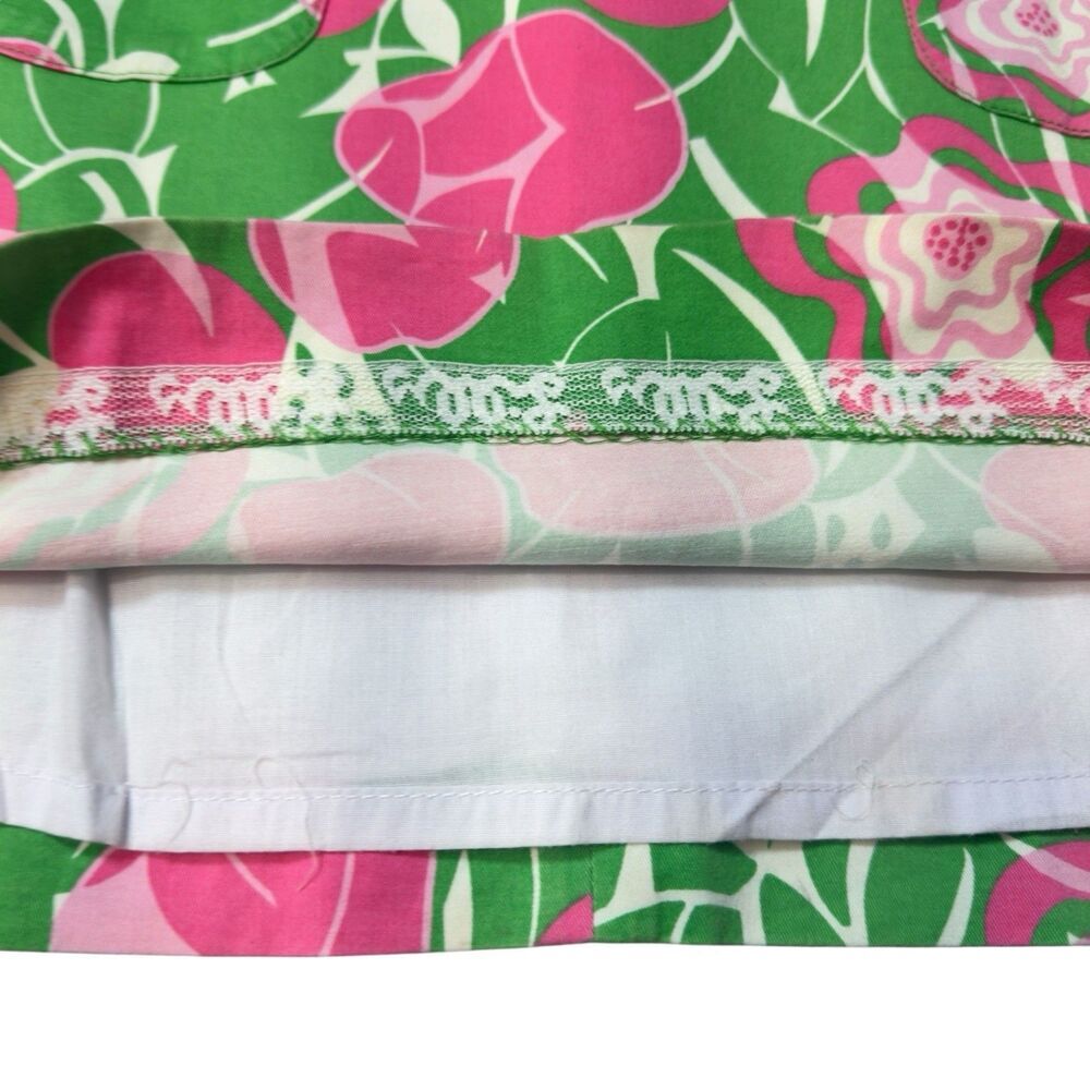 Lilly Pulitzer Floral Shift Dress Girls 7 Ruffle Trim How About The Apples Pink - Picture 5 of 8